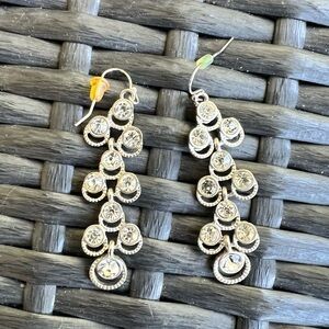 Lia Sophia silver tone and rhinestones 2” dangle chandelier earrings pierced.